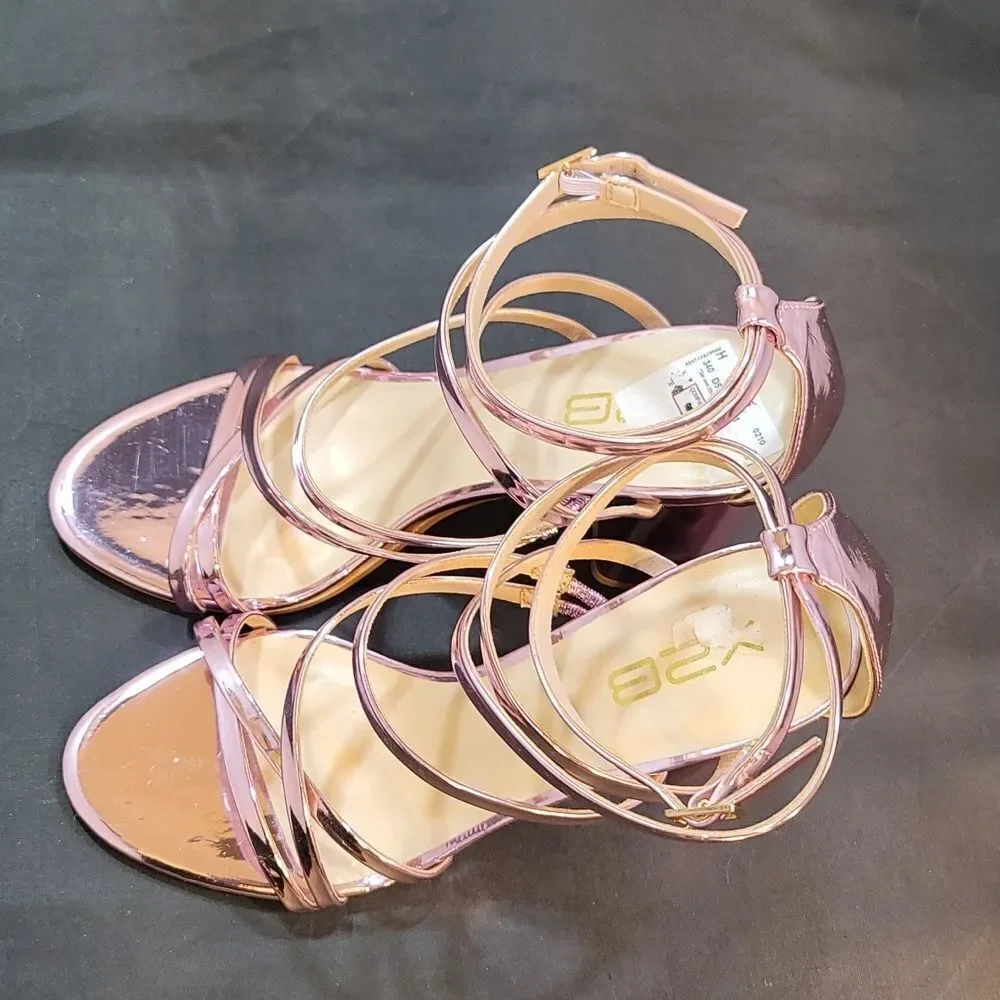 BRAND NEW X2B METALLIC STRAPPY HIGH HEEL WOMEN'S SANDAL